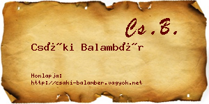 Csáki Balambér névjegykártya